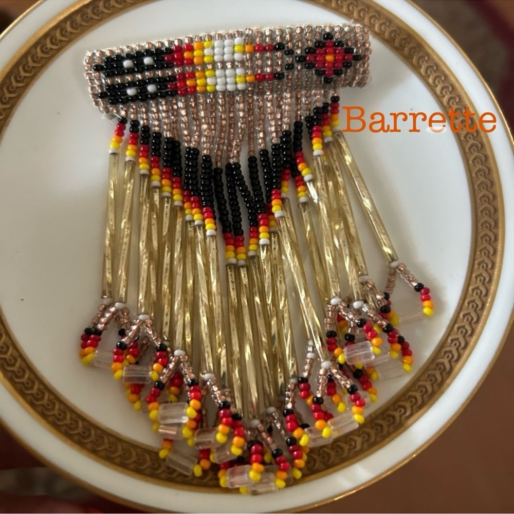 Vintage Southwestern Hand-Beaded Barrette